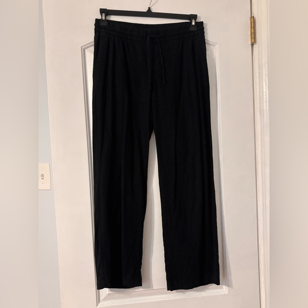 Old Navy Size S Black Linen Blend Drawstring Pants